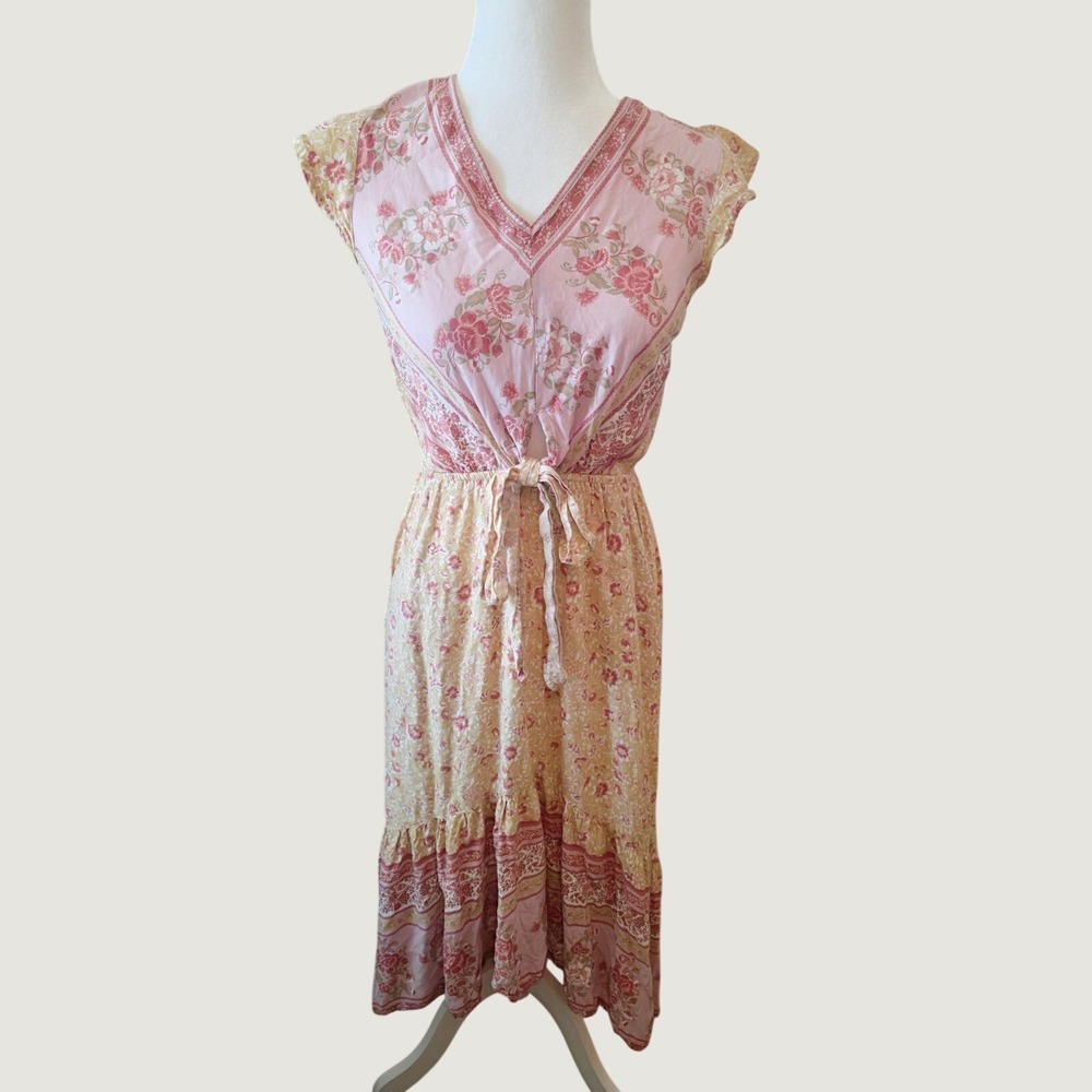 Sincerely Jules Dress Maxi Floral Pink Yellow Cottagecore Fairycore Autumn Small